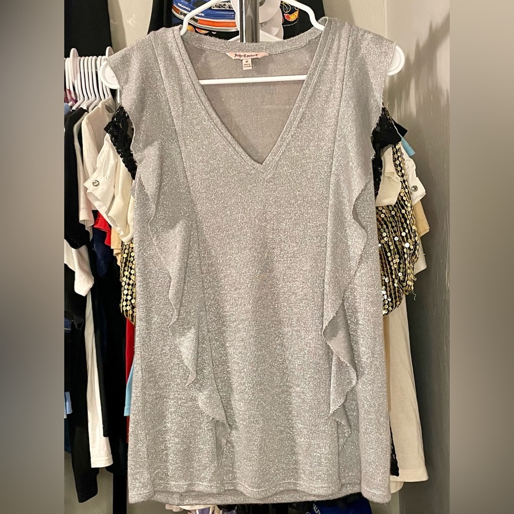 Metallic Knit Sleeveless Ruffle Top - Juicy Couture (Medium)